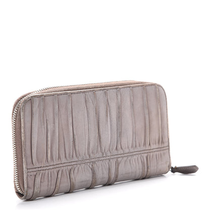 Prada Nappa Gaufre Zip Around Wallet Bambu 2 of 18