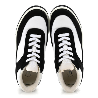 Chanel Fabric Womens Logo Sneakers 39.5 Black White 2 of 9