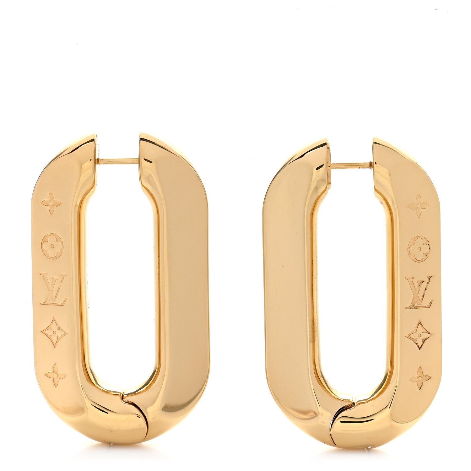 Louis Vuitton LV Edge Hoop Earrings MM Gold 1 of 5