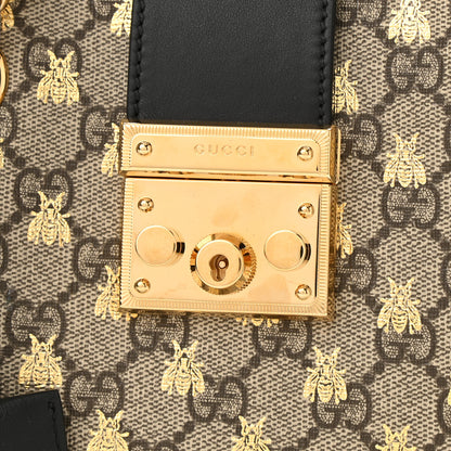 Gucci GG Supreme Monogram Bees Small Padlock Tote Beige Oro Black 8 of 10