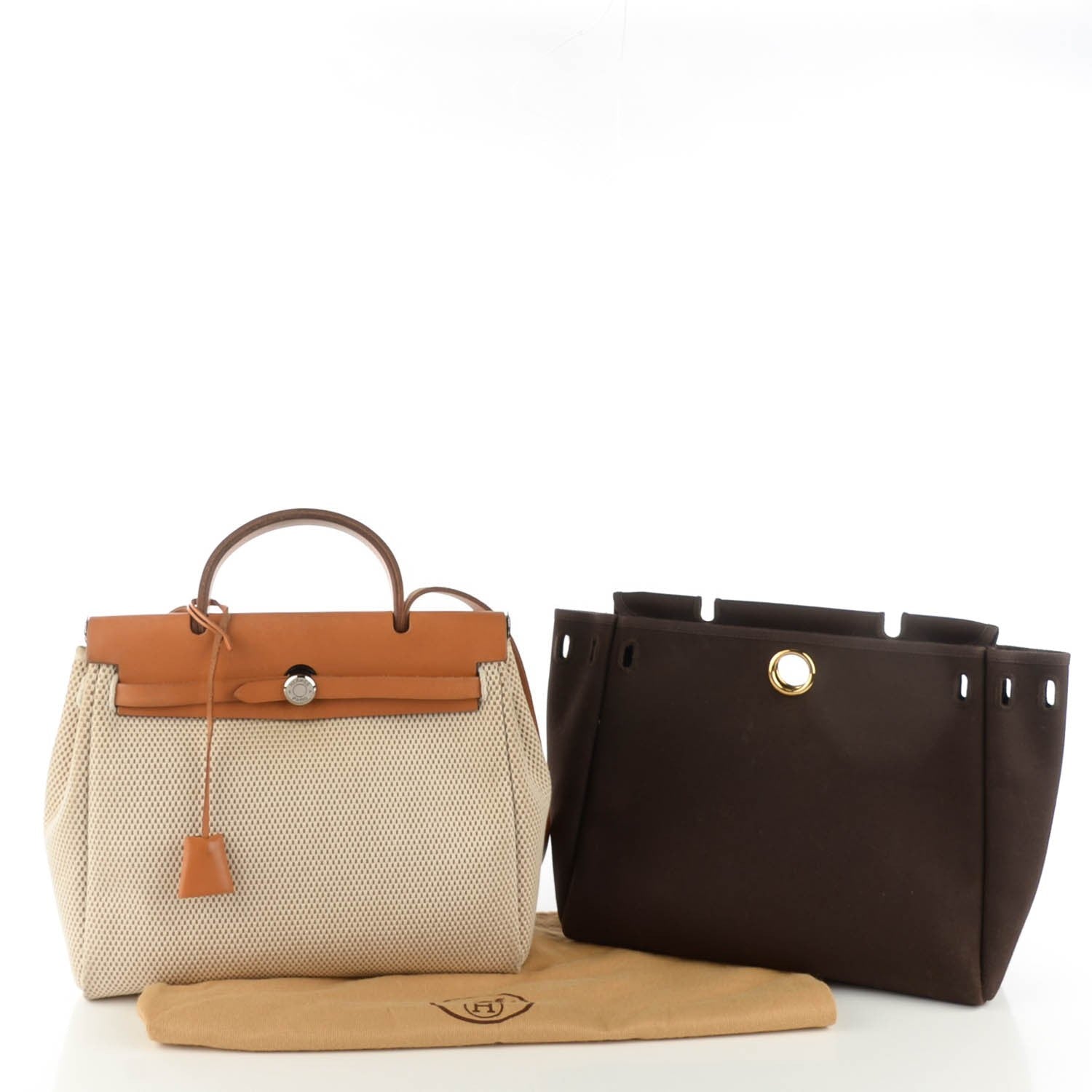 Hermes Toile Vache Calfskin Herbag 30 PM Ebene Natural 6 of 13