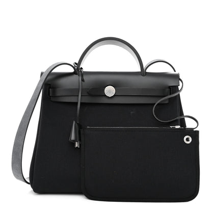 Hermes Military Toile Vache Hunter Herbag Zip PM 31 Black 1 of 10