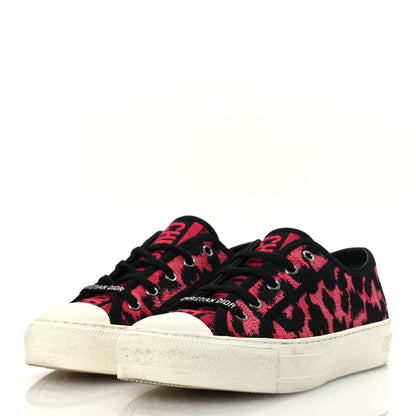 Christian Dior Canvas Leopard Embroidered Womens Walk N Dior Low Top Sneakers 37.5 Framboise 4 of 15
