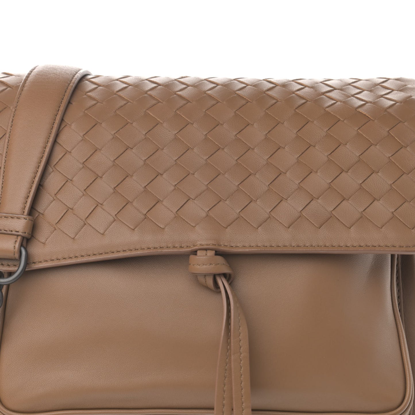 Nappa Small Intrecciato Saddle Crossbody Camel