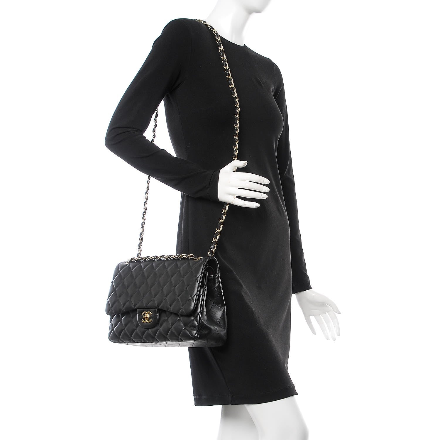 Chanel Lambskin Quilted Jumbo Double Flap Black 3 of 9