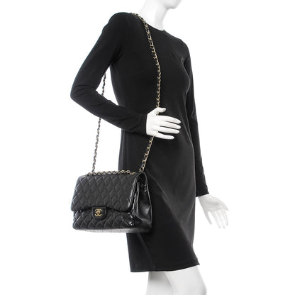 Chanel Lambskin Quilted Jumbo Double Flap Black 3 of 9