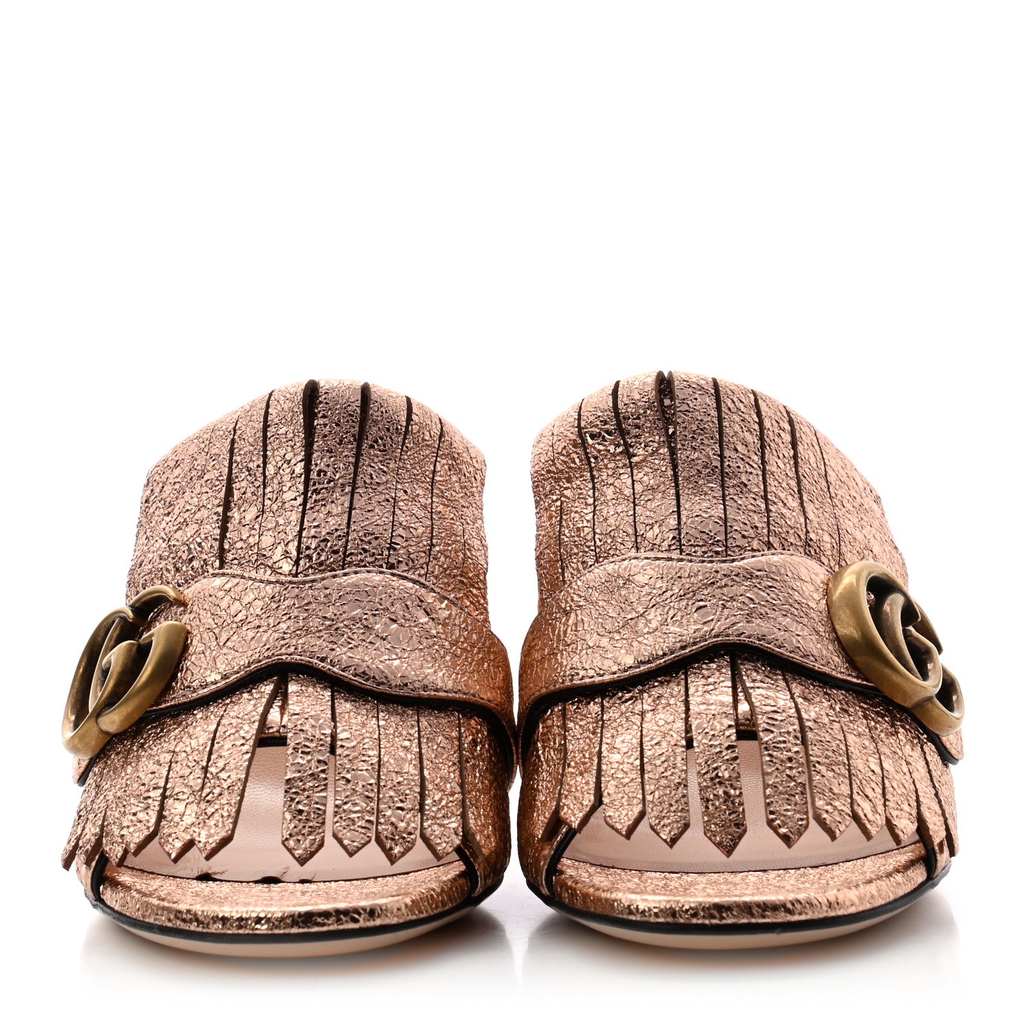 Gucci Galassia GG Marmont Fringe 75mm Slide Sandals 36 Salmone 2 of 7