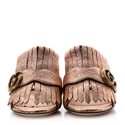 Gucci Galassia GG Marmont Fringe 75mm Slide Sandals 36 Salmone 2 of 7