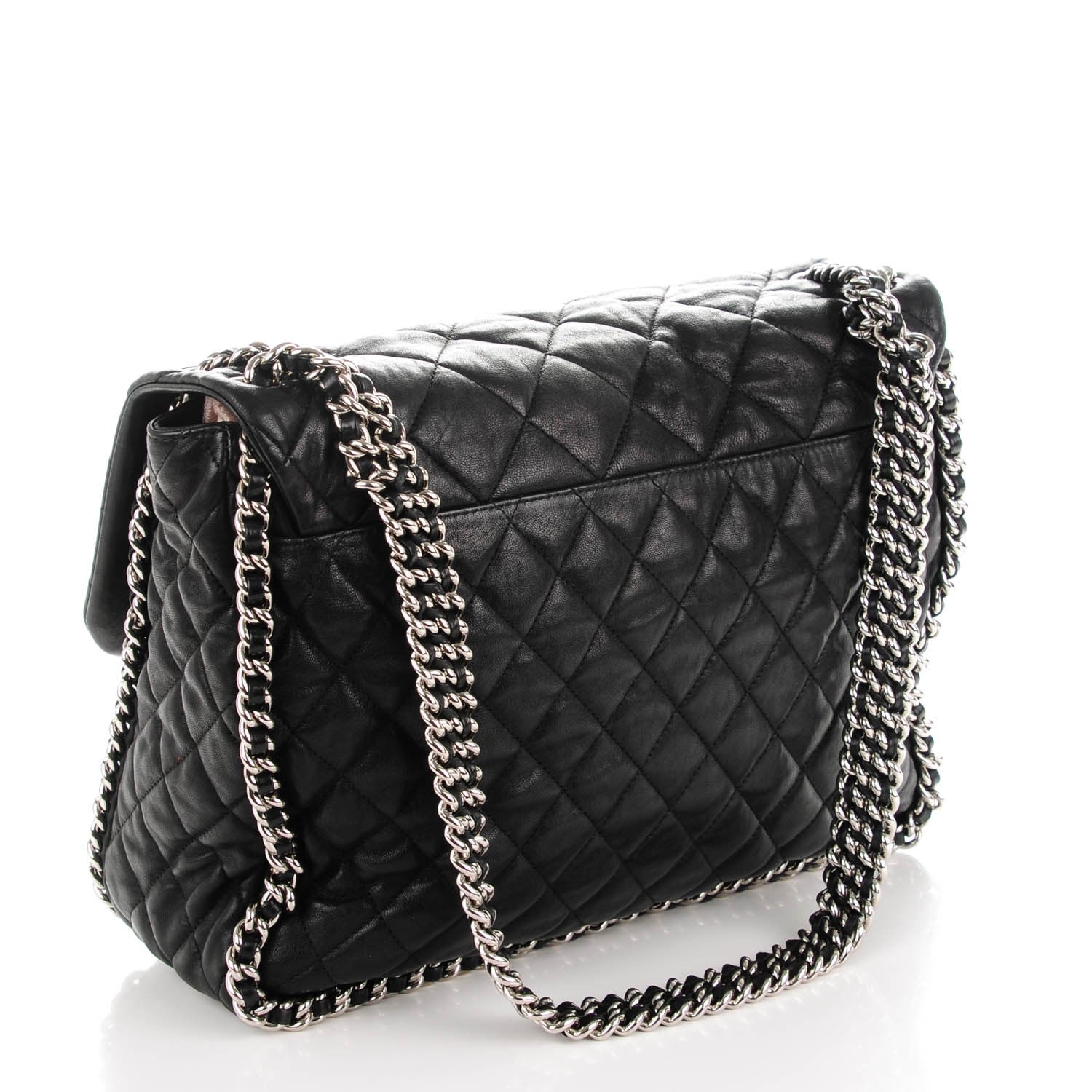 Chanel Washed Lambskin Quilted Maxi Chain Around Flap Black 3 of 7