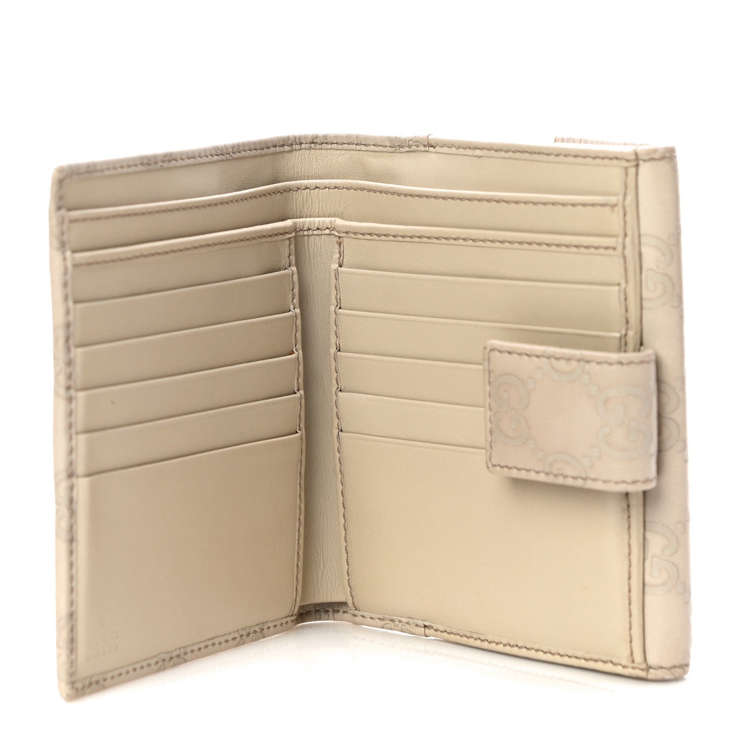 Gucci Guccissima Margaux Calfskin Metal Bar French Flap Wallet Mystic White 6 of 14