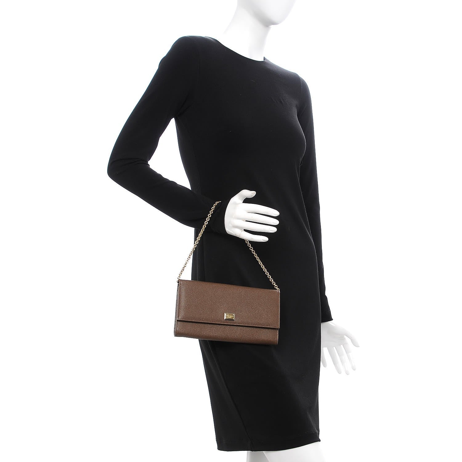 Dolce & Gabbana Dauphine Chain Flap Clutch Brown 2 of 12