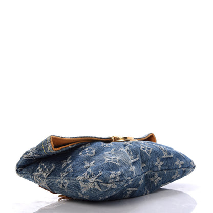 Louis Vuitton Monogram Denim Pochette Plat Clutch Blue 4 of 6