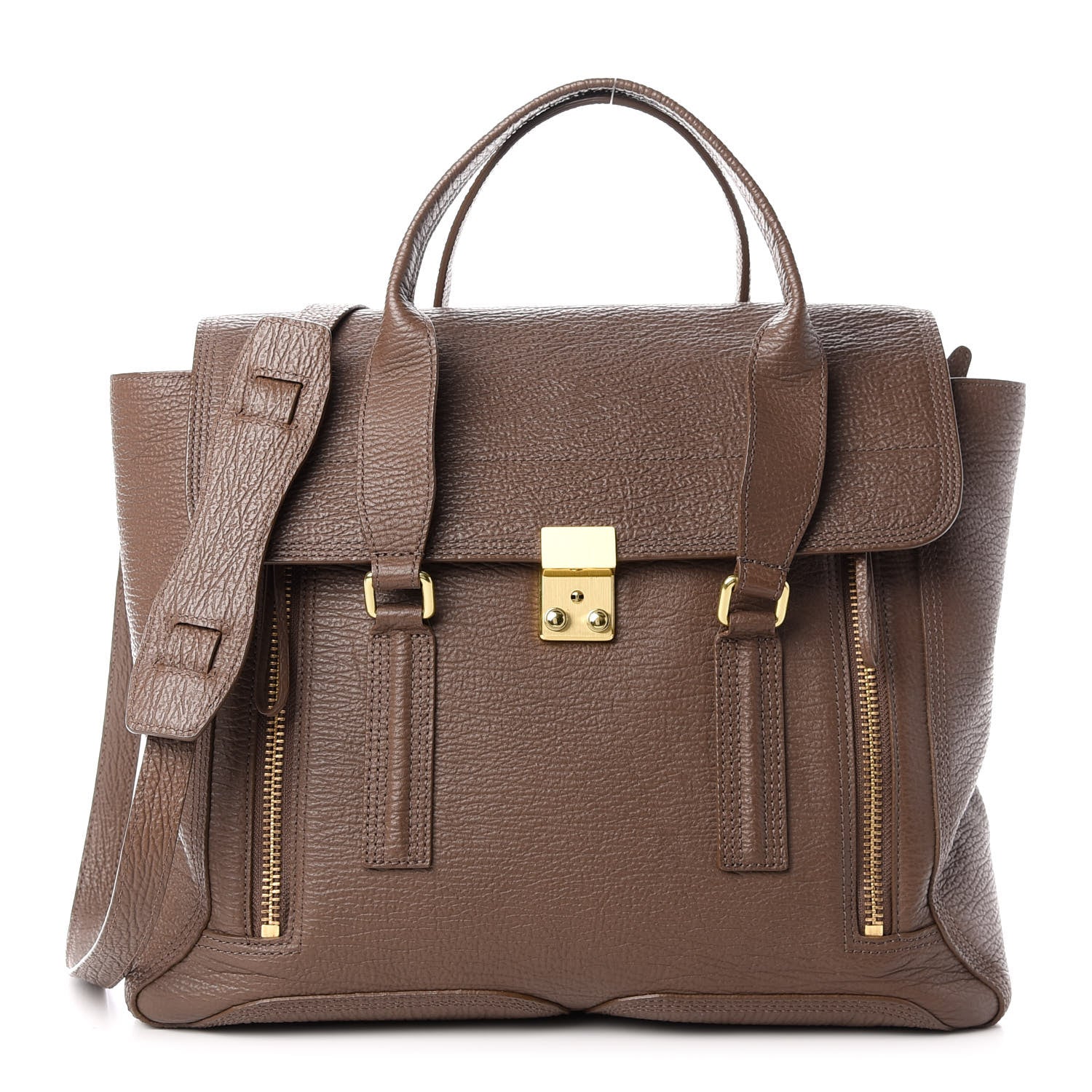 3.1 Phillip Lim Textured Calfskin Large Pashli Satchel Taupe 1 of 8