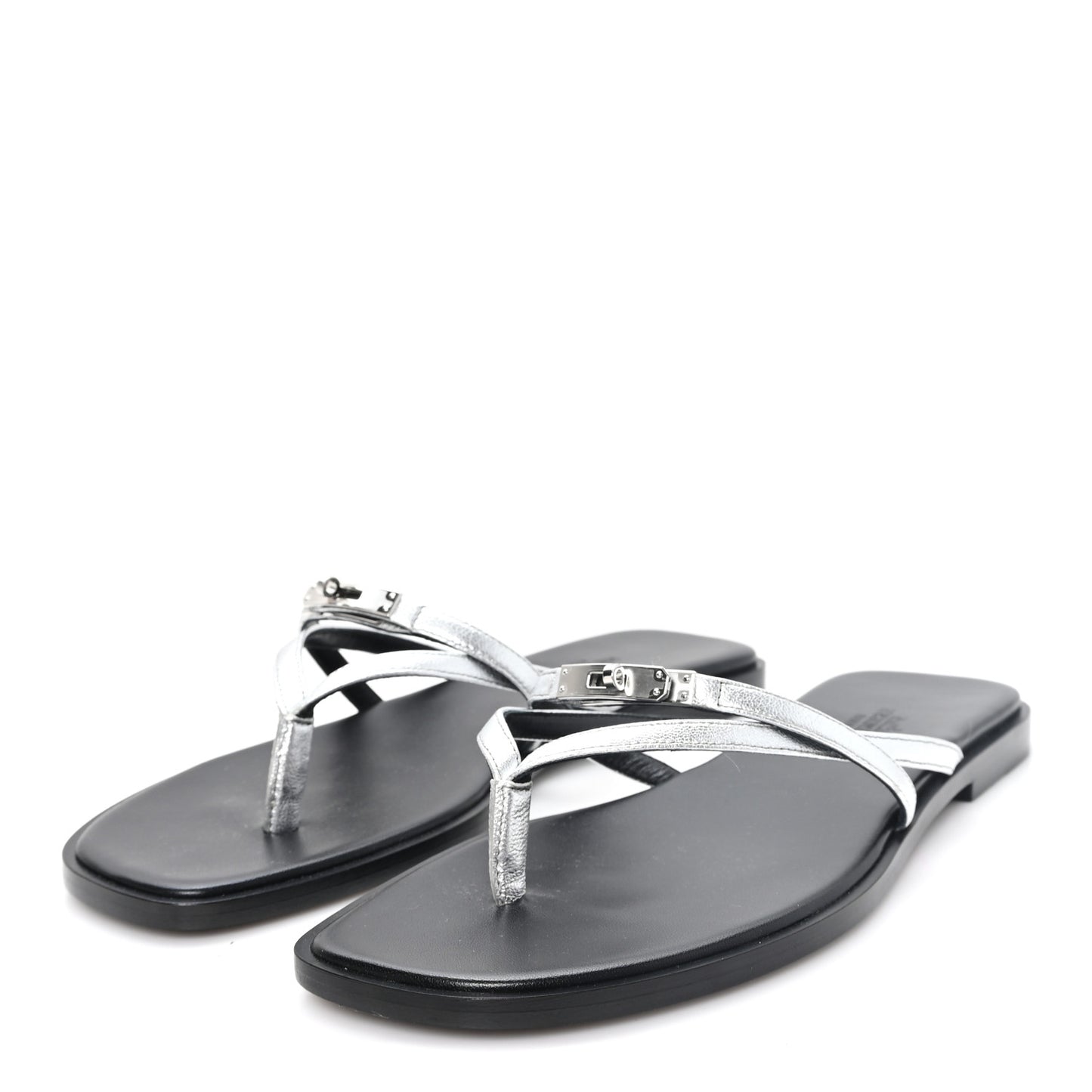 Metallic Goatskin Miss Sandals 39 Gris Argente
