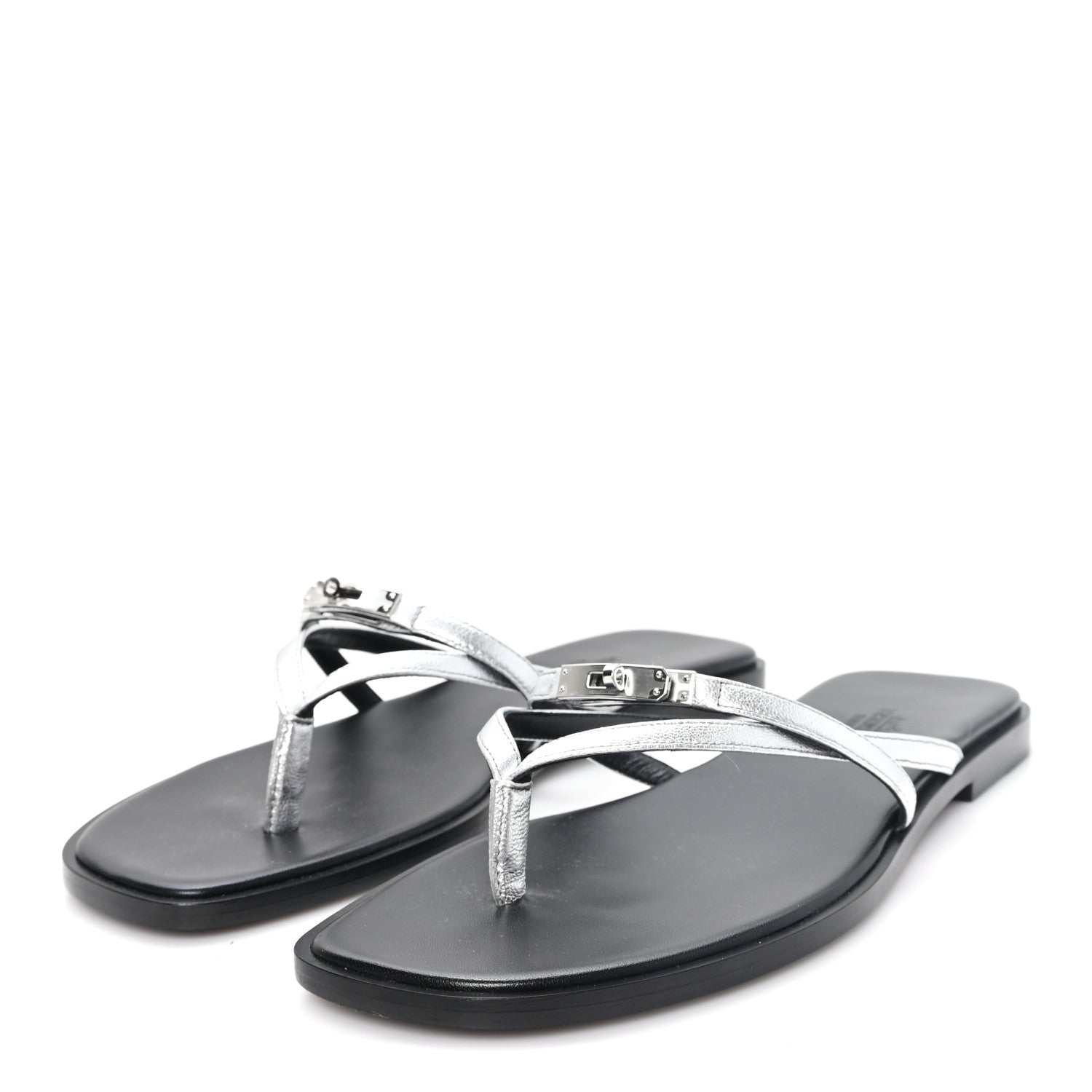 Hermes Metallic Goatskin Miss Sandals 39 Gris Argente 4 of 9