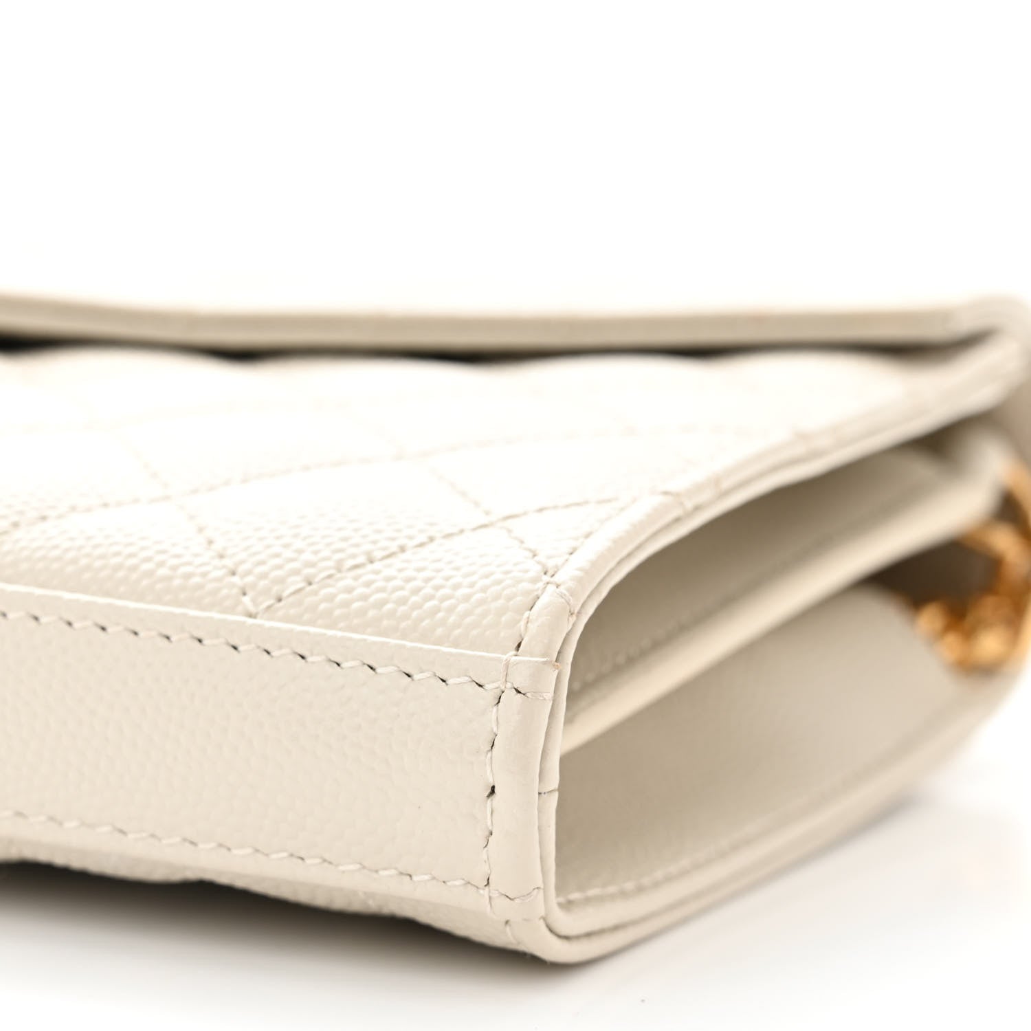 Saint Laurent Grain De Poudre Mixed Matelasse Triquilt Monogram Chain Wallet Crema Soft 10 of 11