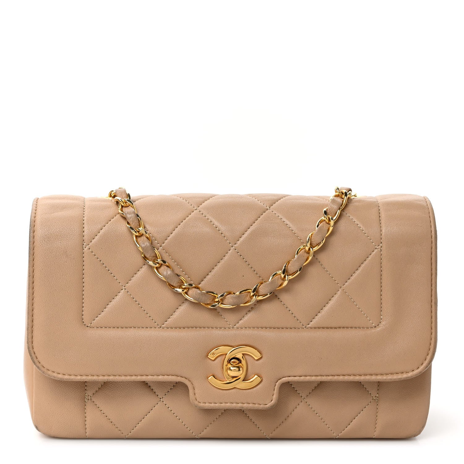 Chanel Lambskin Quilted Small Single Flap Beige 1 of 12