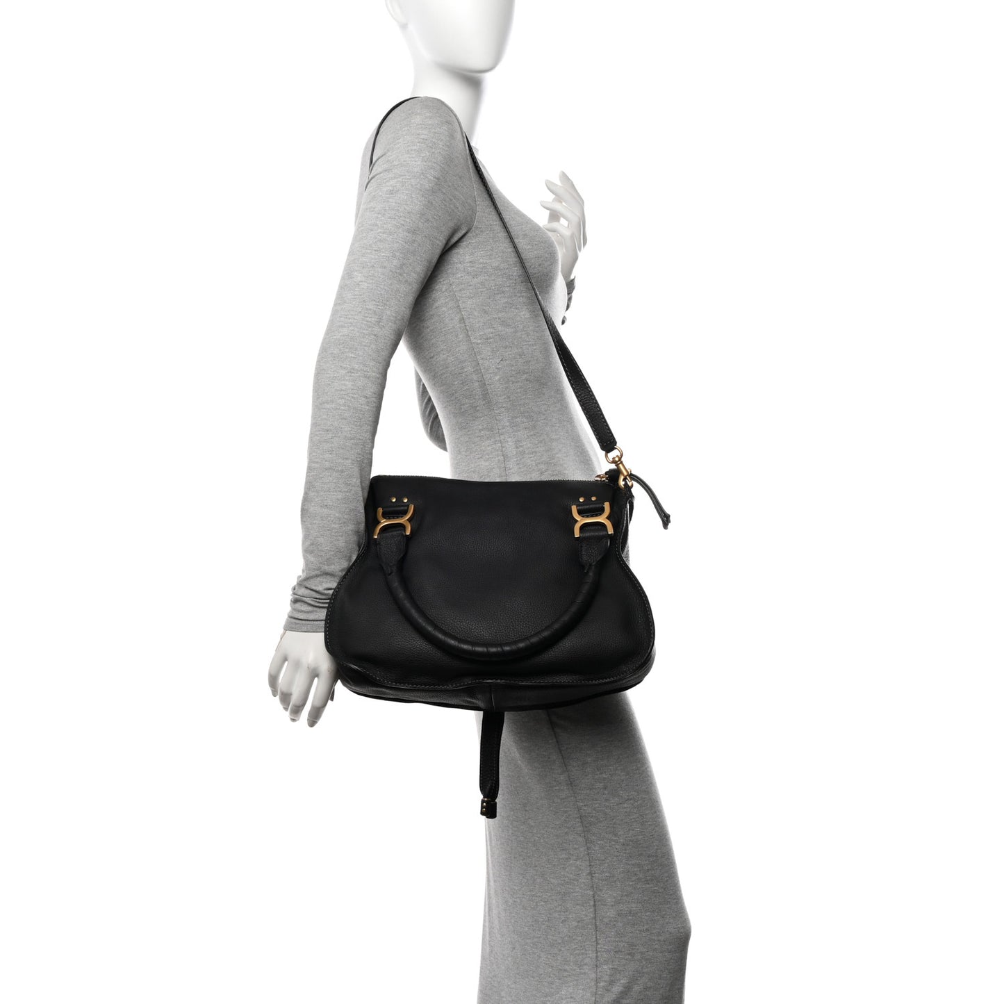 Calfskin Medium Marcie Satchel Black