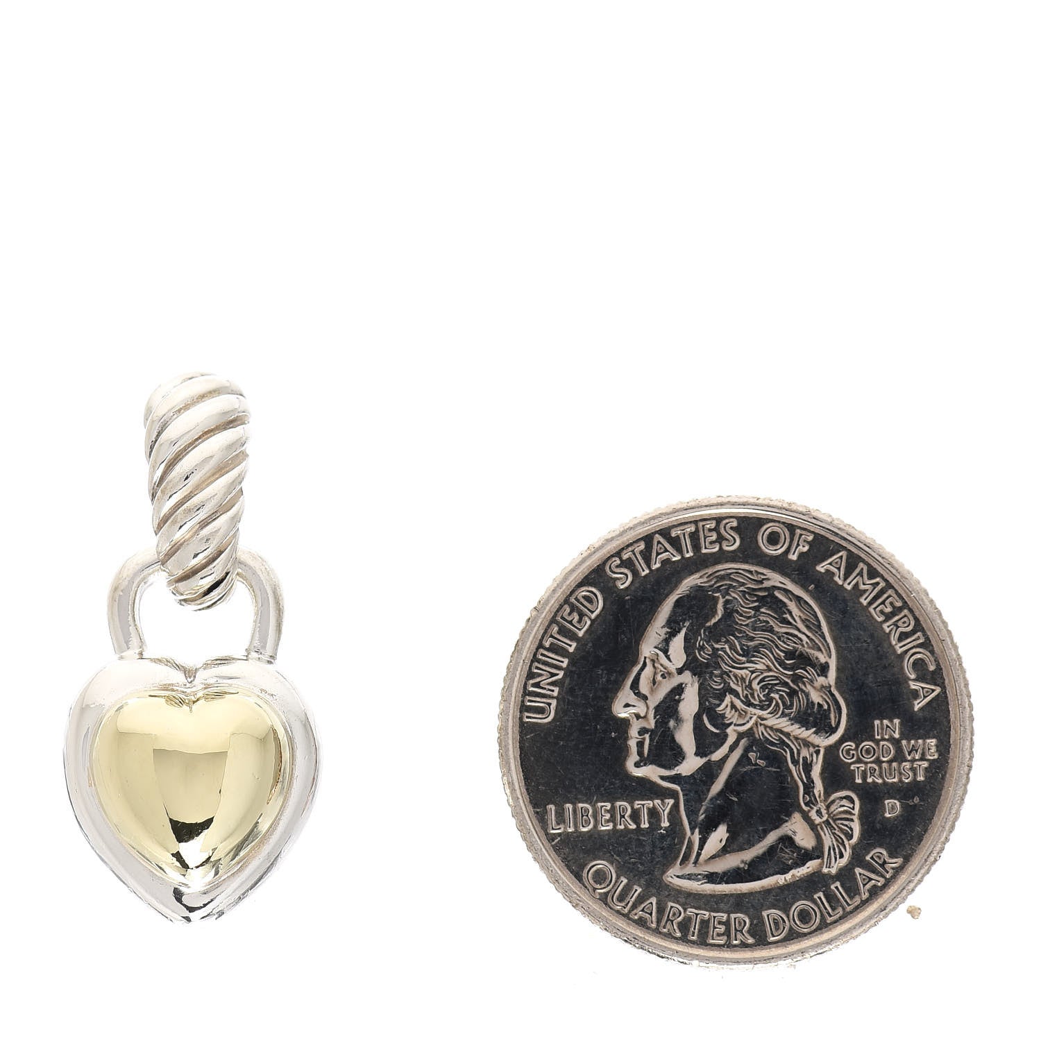 David Yurman Sterling Silver 14K Yellow Gold Heart Enhancer Pendant 2 of 3