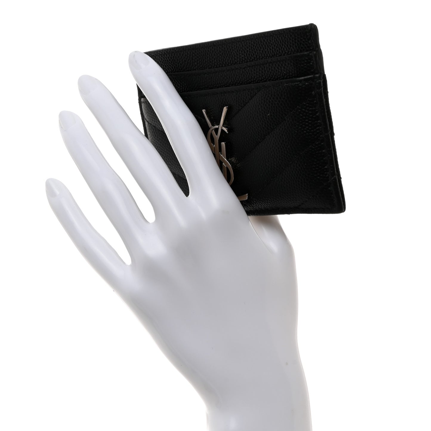Grain De Poudre Matelasse Chevron Monogram Credit Card Case Black