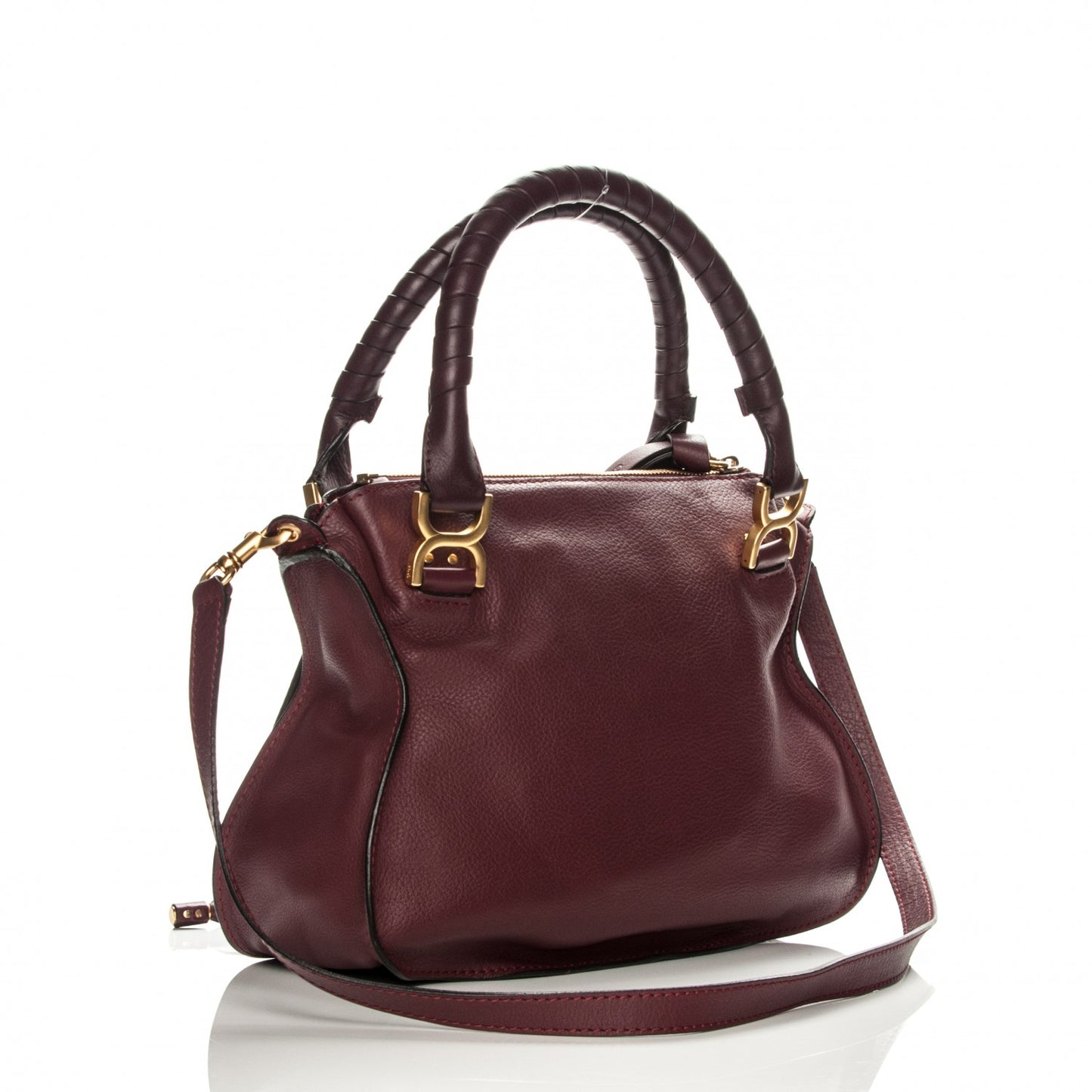 Calfskin Medium Marcie Satchel Wine Purple