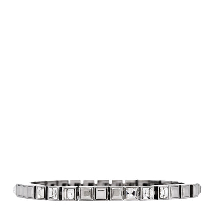 Saint Laurent Brass Palladium Crystal Square Tennis Bracelet M Silver 3 of 5