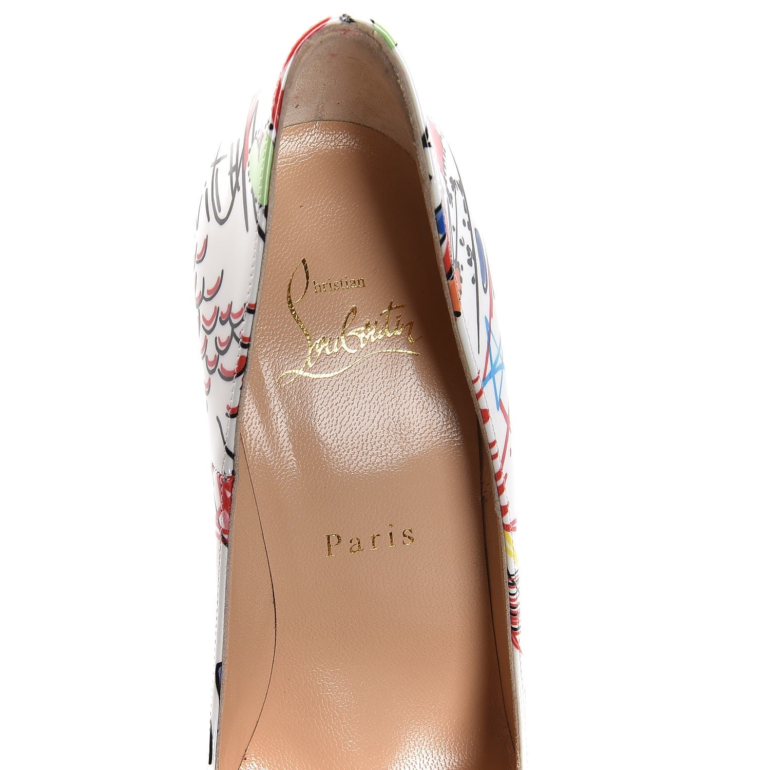 Christian Louboutin Patent Loubitag So Kate 120 Pumps 37 White Multi 7 of 9