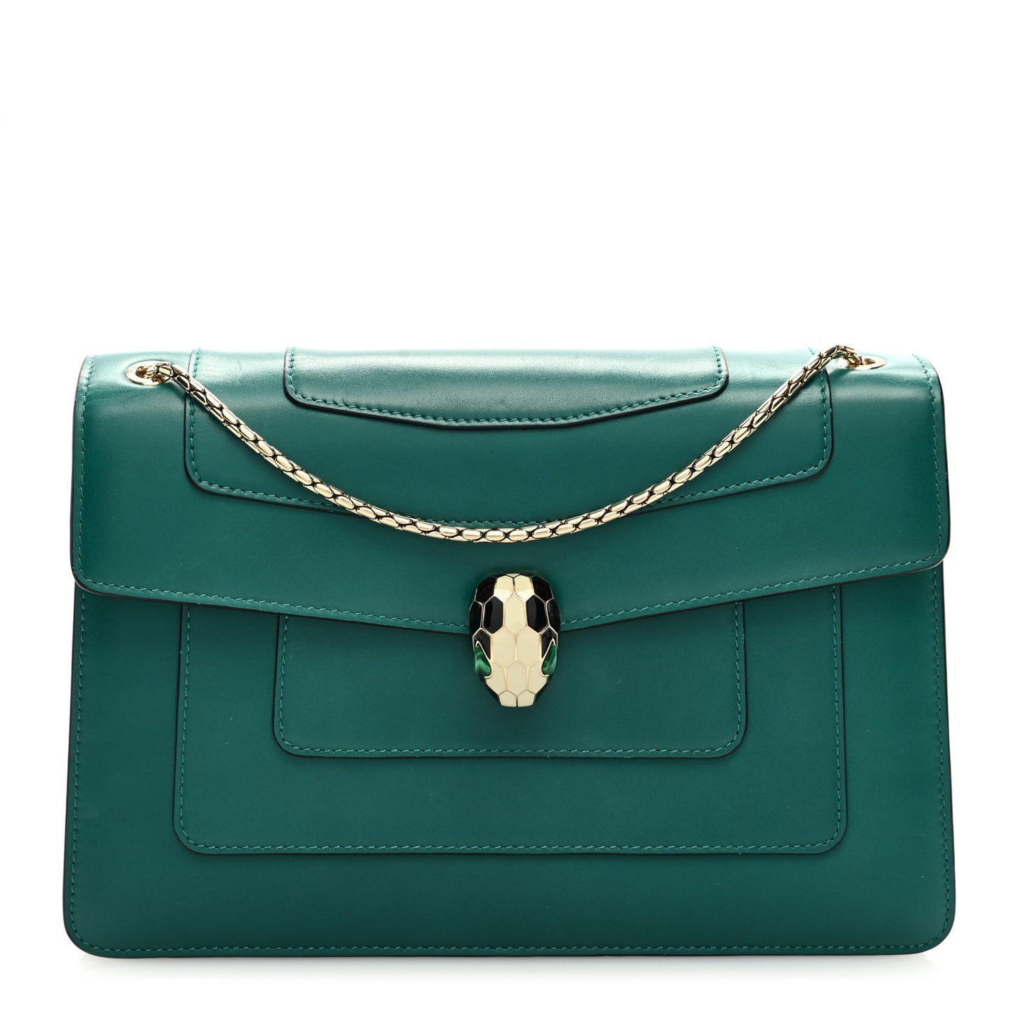 Calfskin Serpenti Forever Shoulder Bag Emerald Green