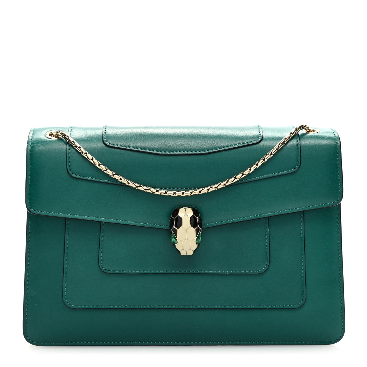 Bulgari Calfskin Serpenti Forever Shoulder Bag Emerald Green 3 of 9