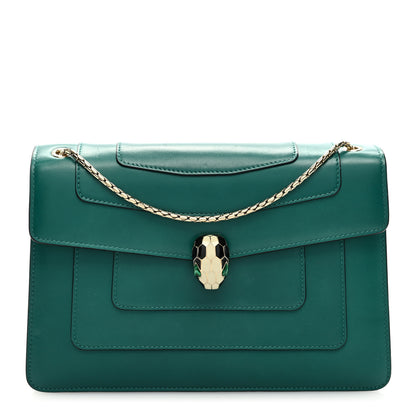 Bulgari Calfskin Serpenti Forever Shoulder Bag Emerald Green 3 of 9