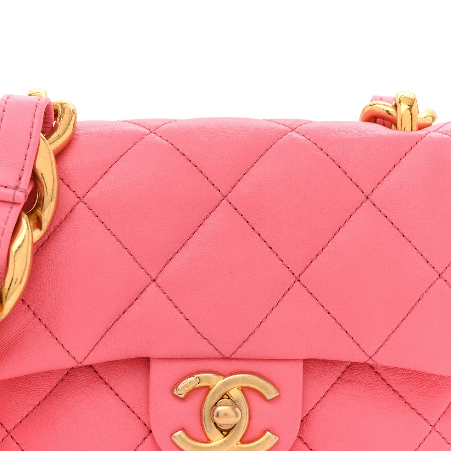 Lambskin Quilted Mini Funky Town Flap Pink