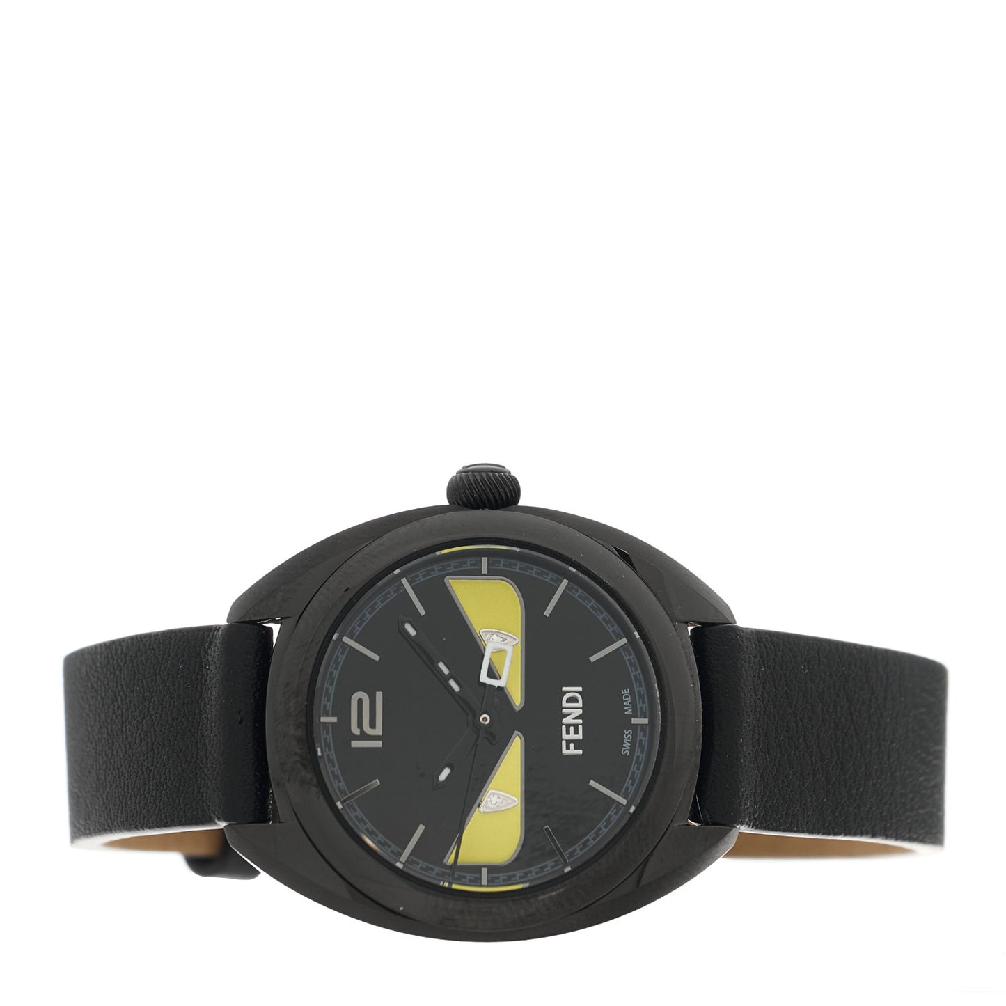 Stainless Steel Calfskin Diamond 26mm Momento Bugs Quartz Watch Black