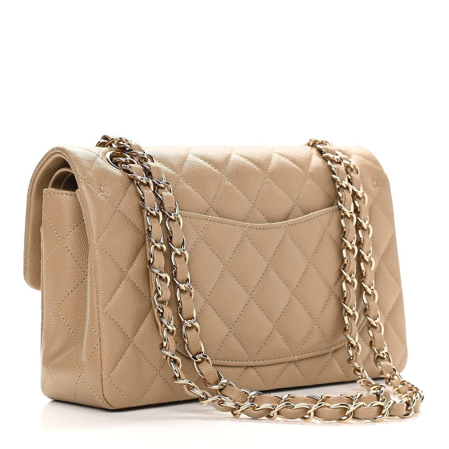 Caviar Quilted Small Double Flap Dark Beige
