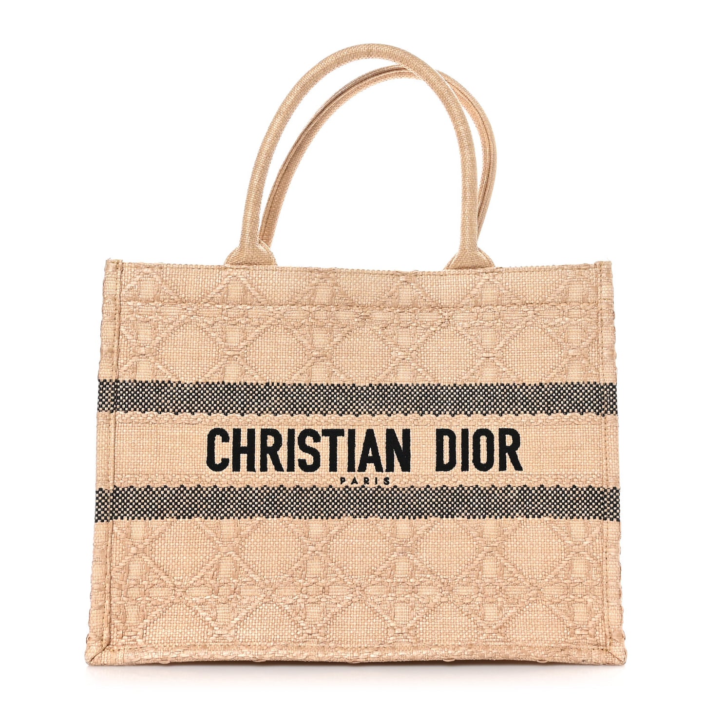 Raffia Cannage Medium Book Tote Natural