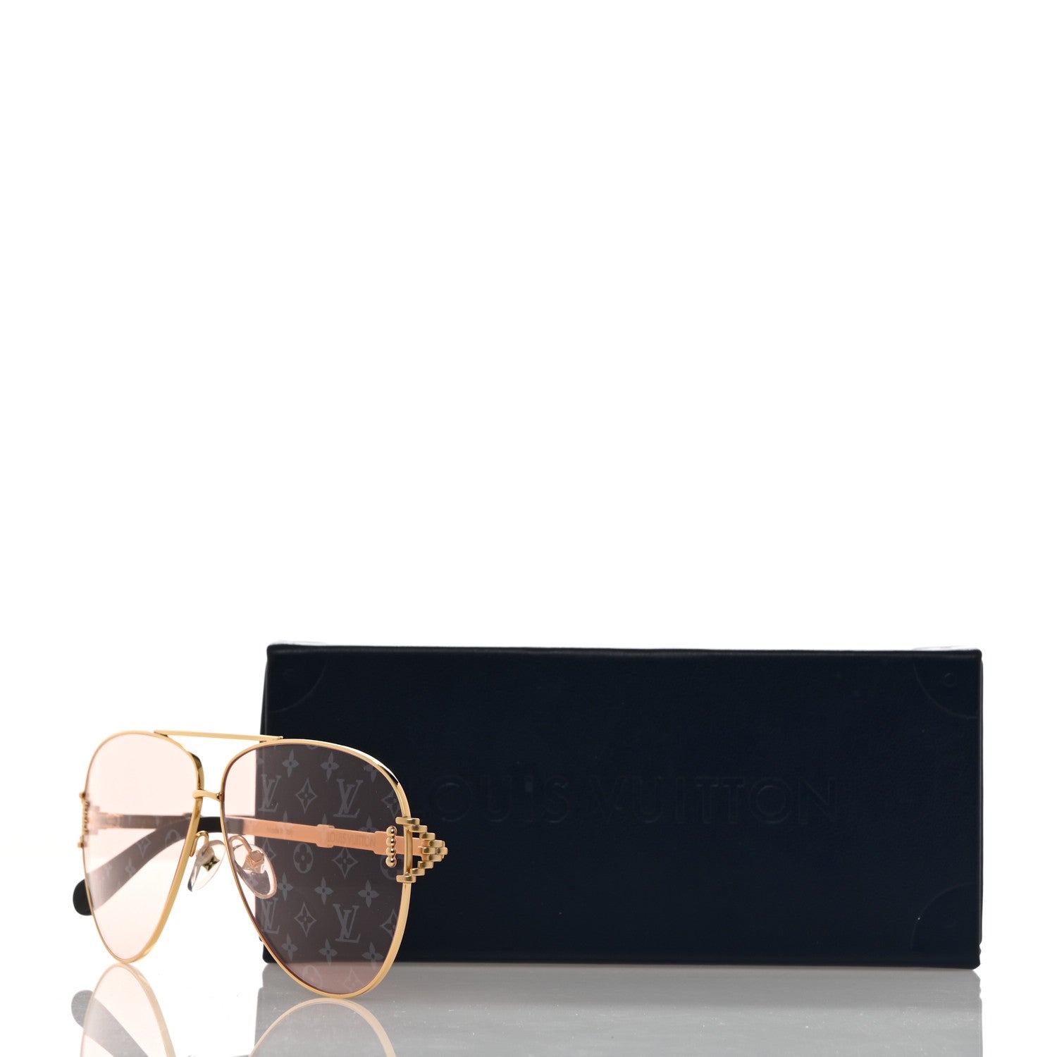Louis Vuitton Metal Pilot Sunglasses Z1432W Gold 8 of 8