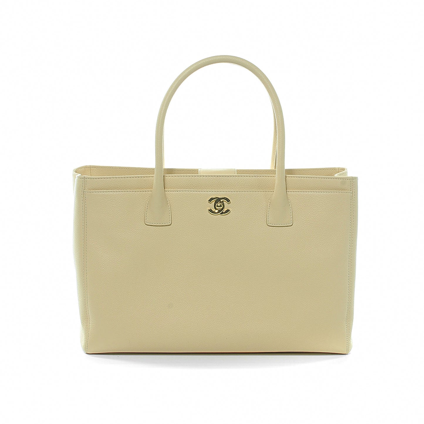 Calfskin Cerf Executive Shopper Tote Beige Clair
