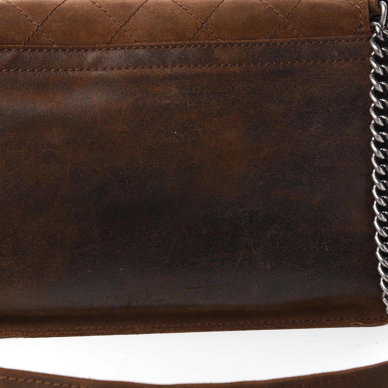 Chanel Nubuck Stitched Highlander Messenger Brown 8 of 17