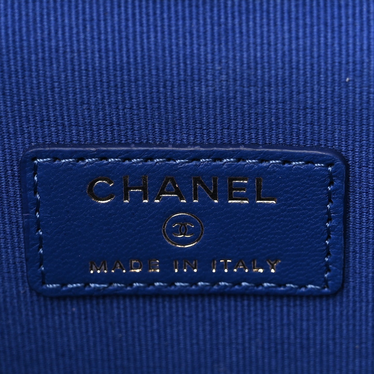 Lambskin Quilted Top Handle Mini Vanity Case With Chain Blue