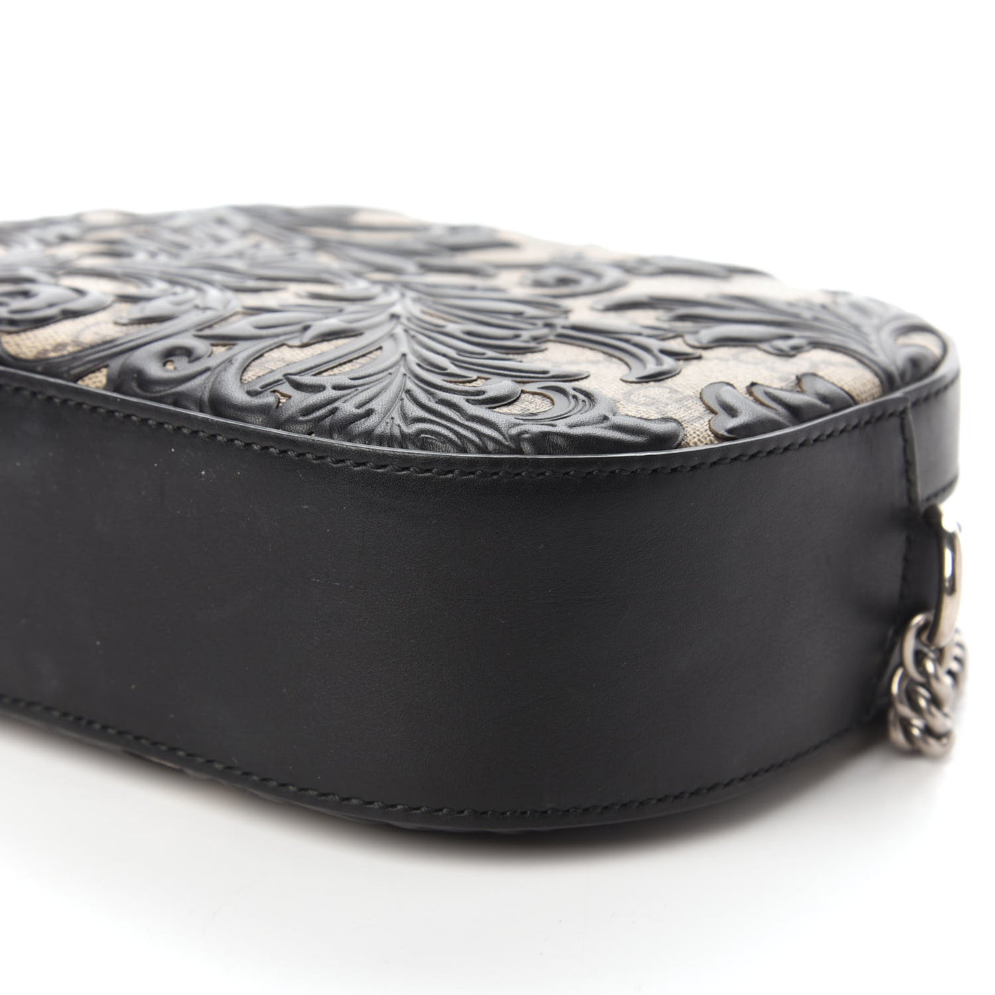 GG Supreme Monogram Arabesque Mini Chain Shoulder Bag Beige Black