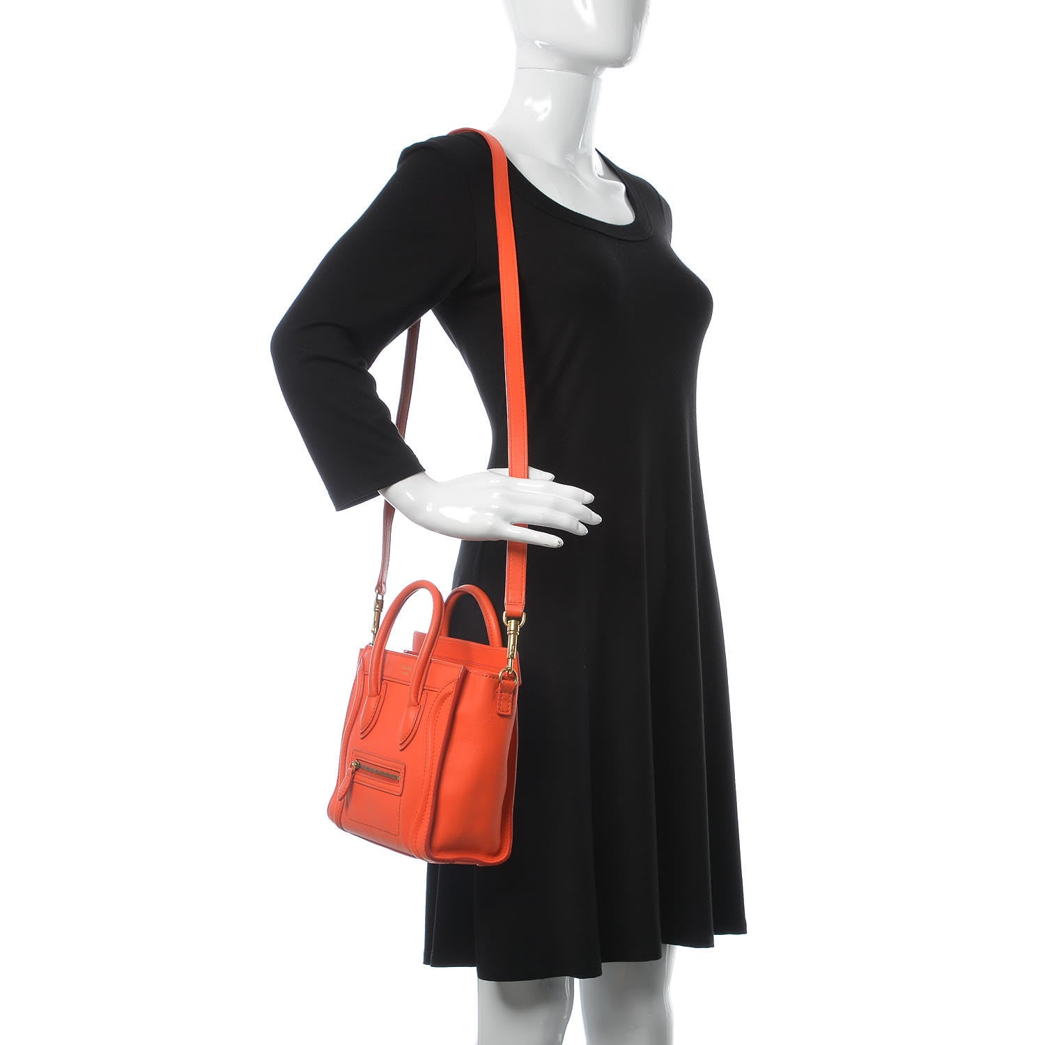 Celine Smooth Calfskin Nano Luggage Fluo Orange 2 of 15