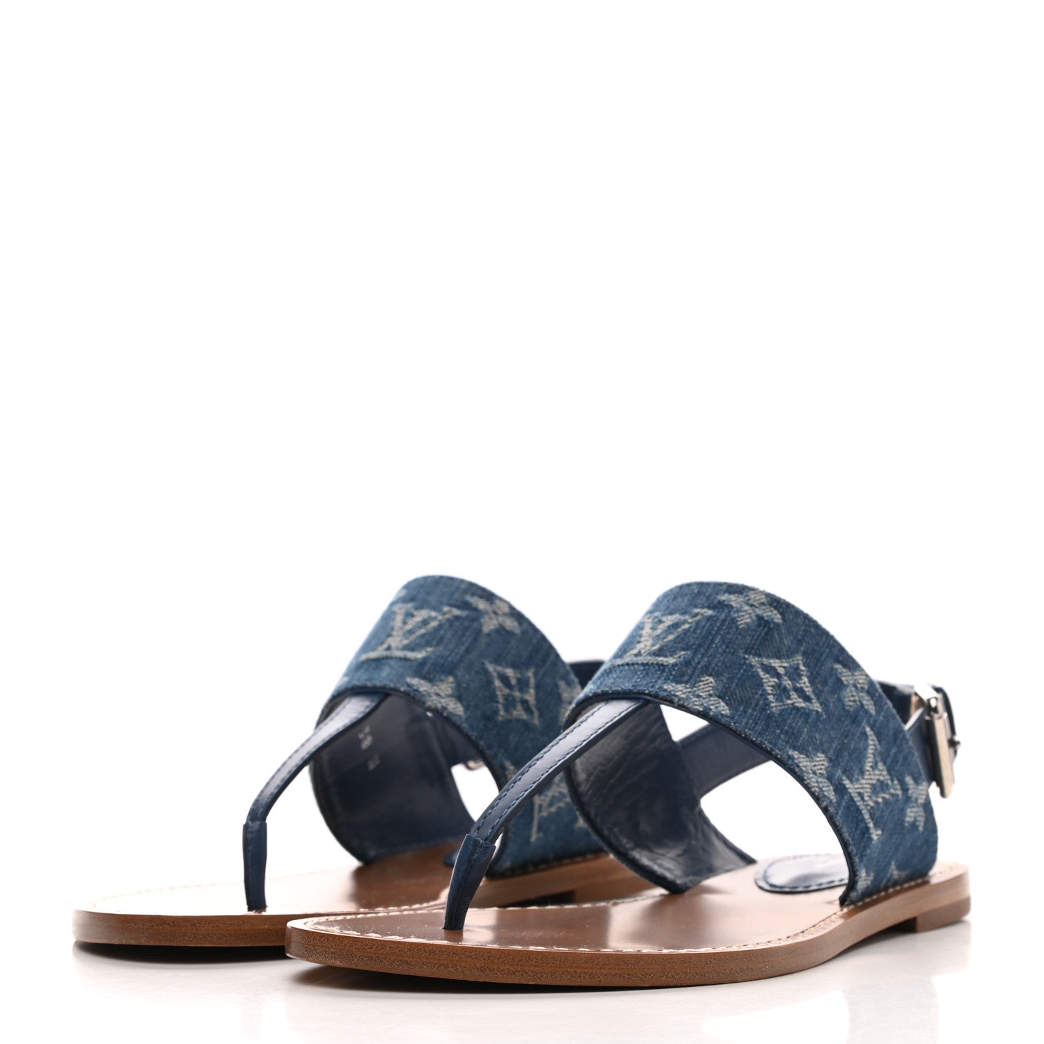 Louis Vuitton Denim Monogram Starboard Thong Sandals 38 Blue 3 of 8