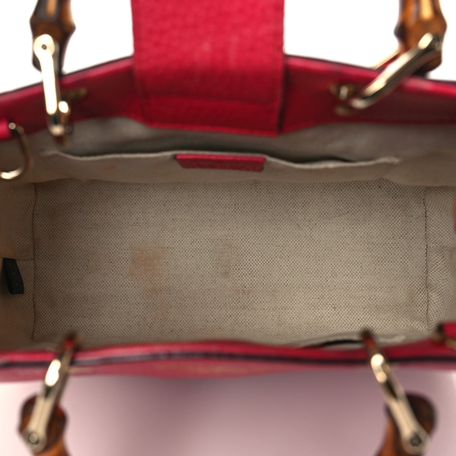 Gucci Calfskin Mini Bamboo Shopper Tote Fuchsia Orange 5 of 12