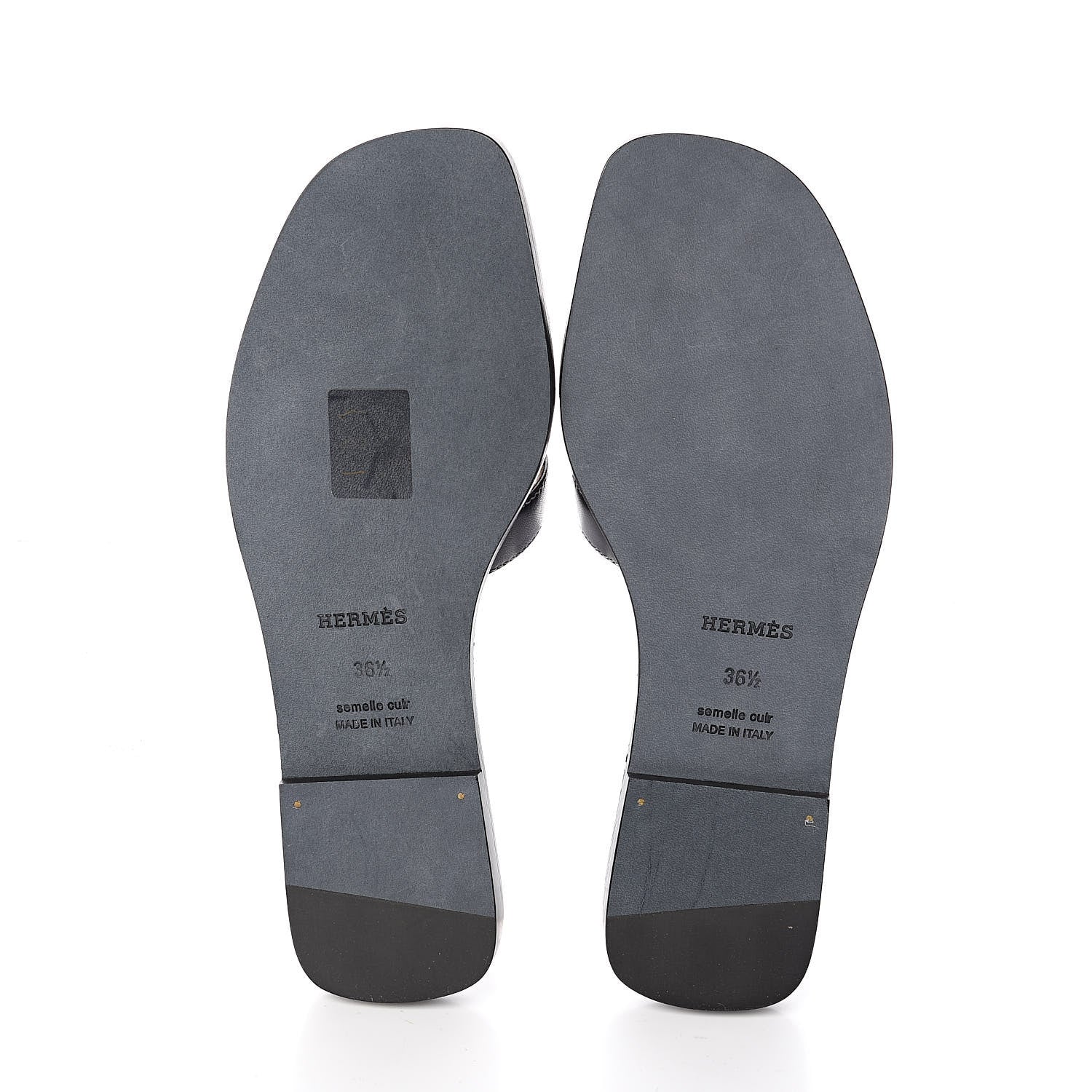 Hermes Box Calfskin Oran Sandals 36.5 Black 5 of 8