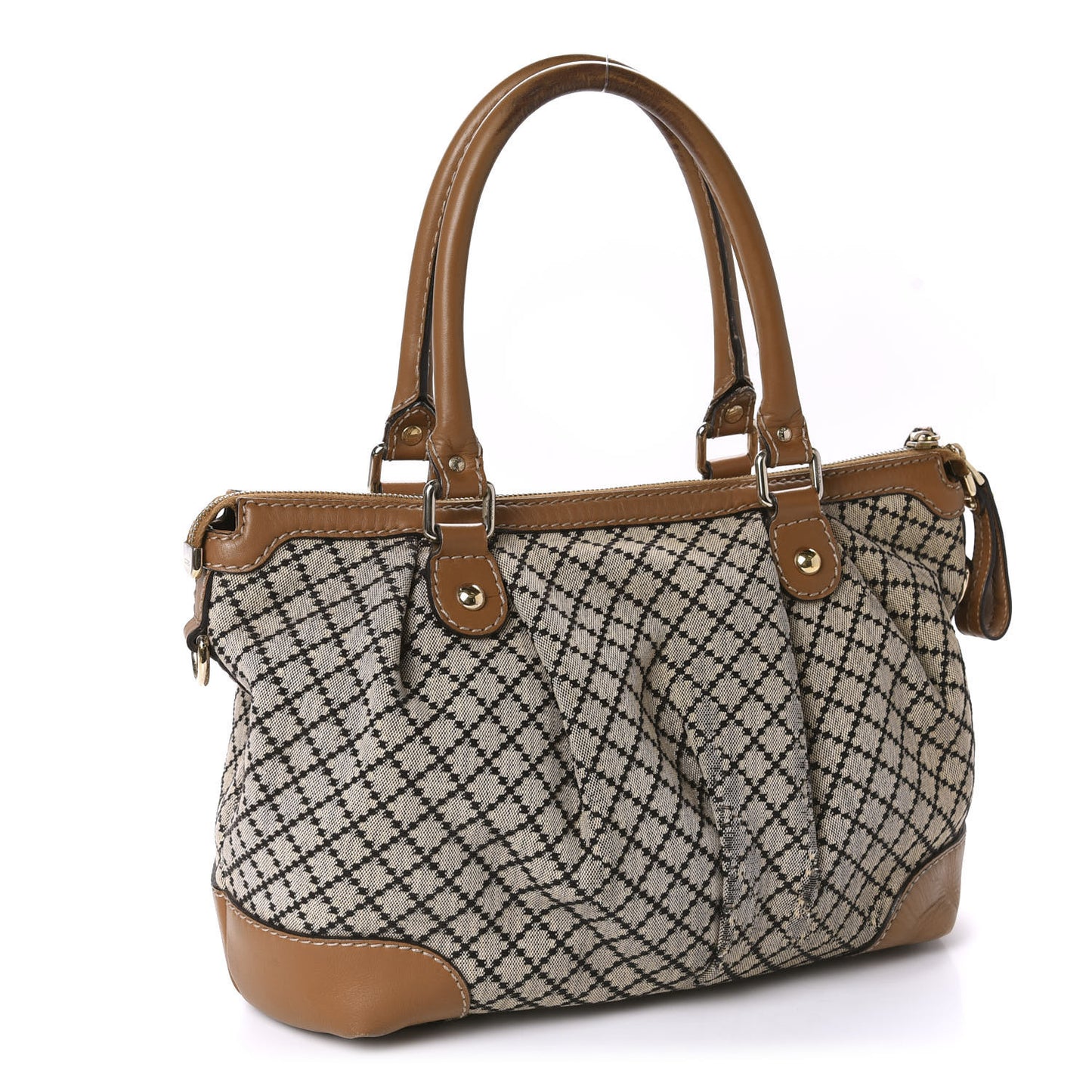 Diamante Medium Sukey Top Handle Bag Beige Brown