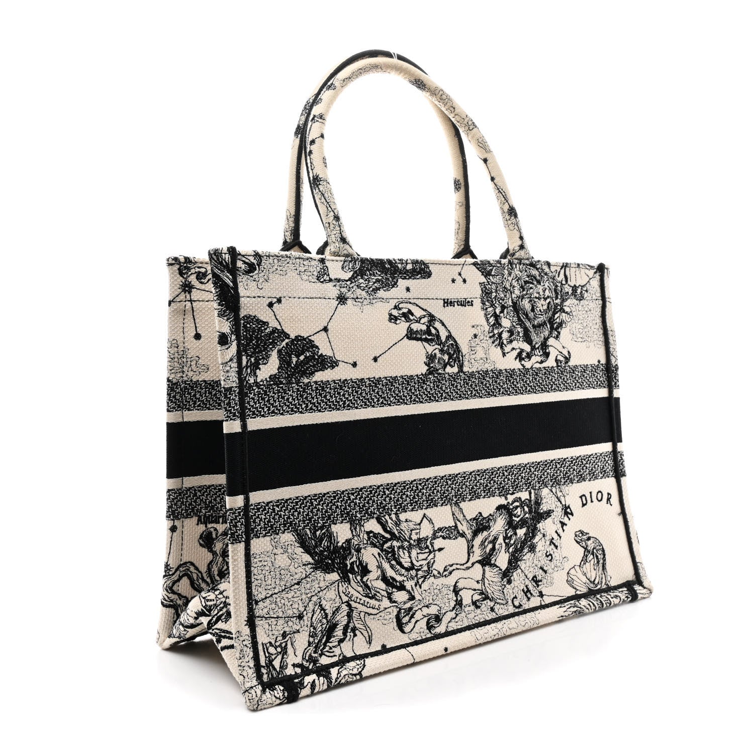 Christian Dior Canvas Zodiac Toile De Jouy Embroidered Medium Book Tote Latte 3 of 13