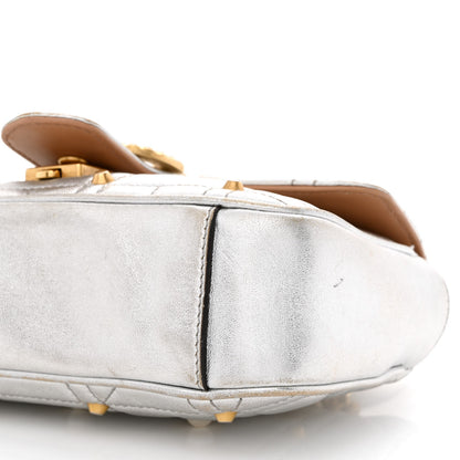 Gucci Metallic Calfskin Matelasse Studded Mini Pearly GG Marmont Shoulder Bag Silver 10 of 10