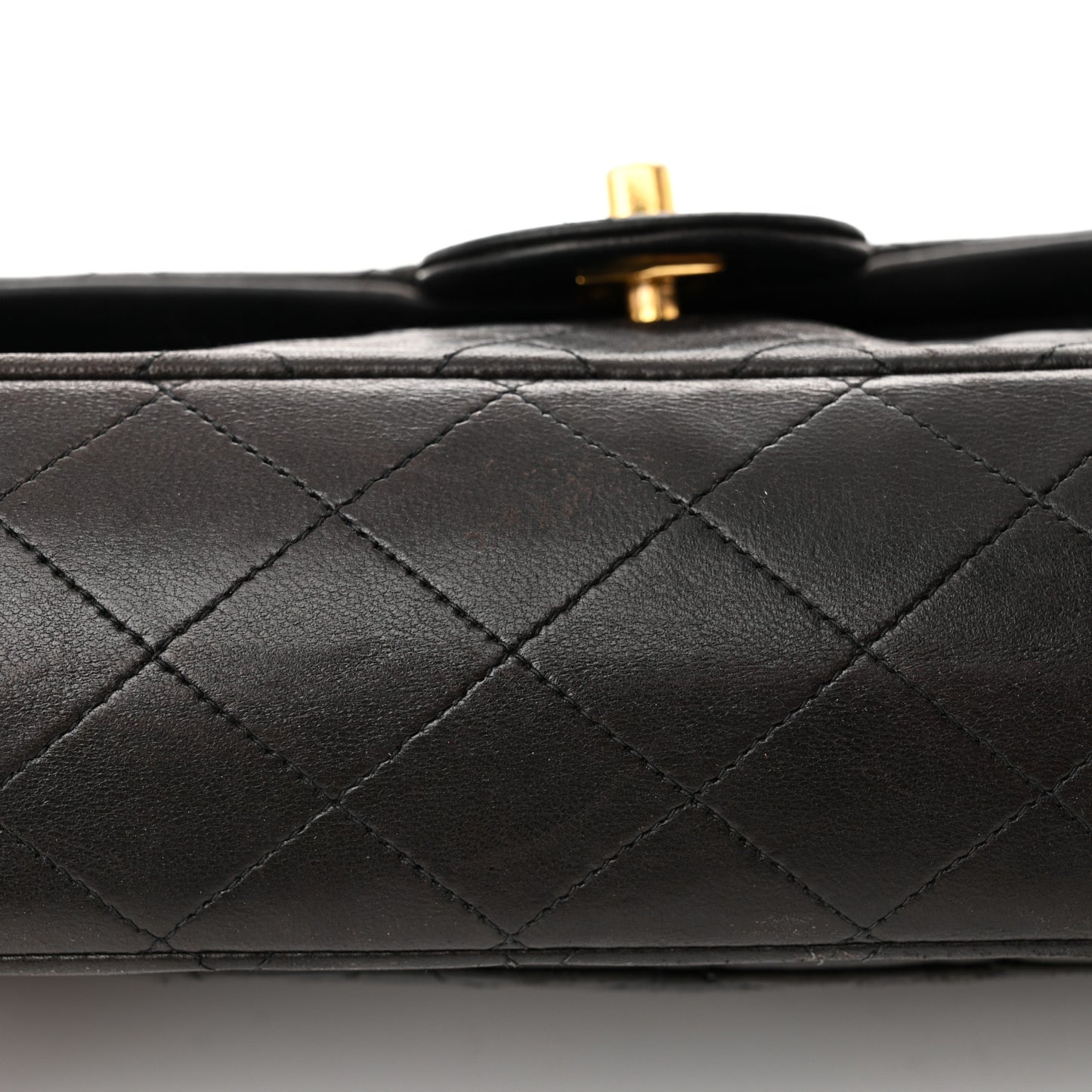 Lambskin Quilted Medium Double Flap Black