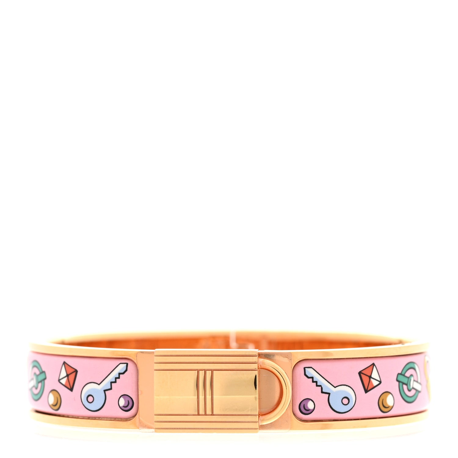 Hermes Enamel Narrow Clic Cadenas Locky Me Bracelet PM Ultra Pink 1 of 5