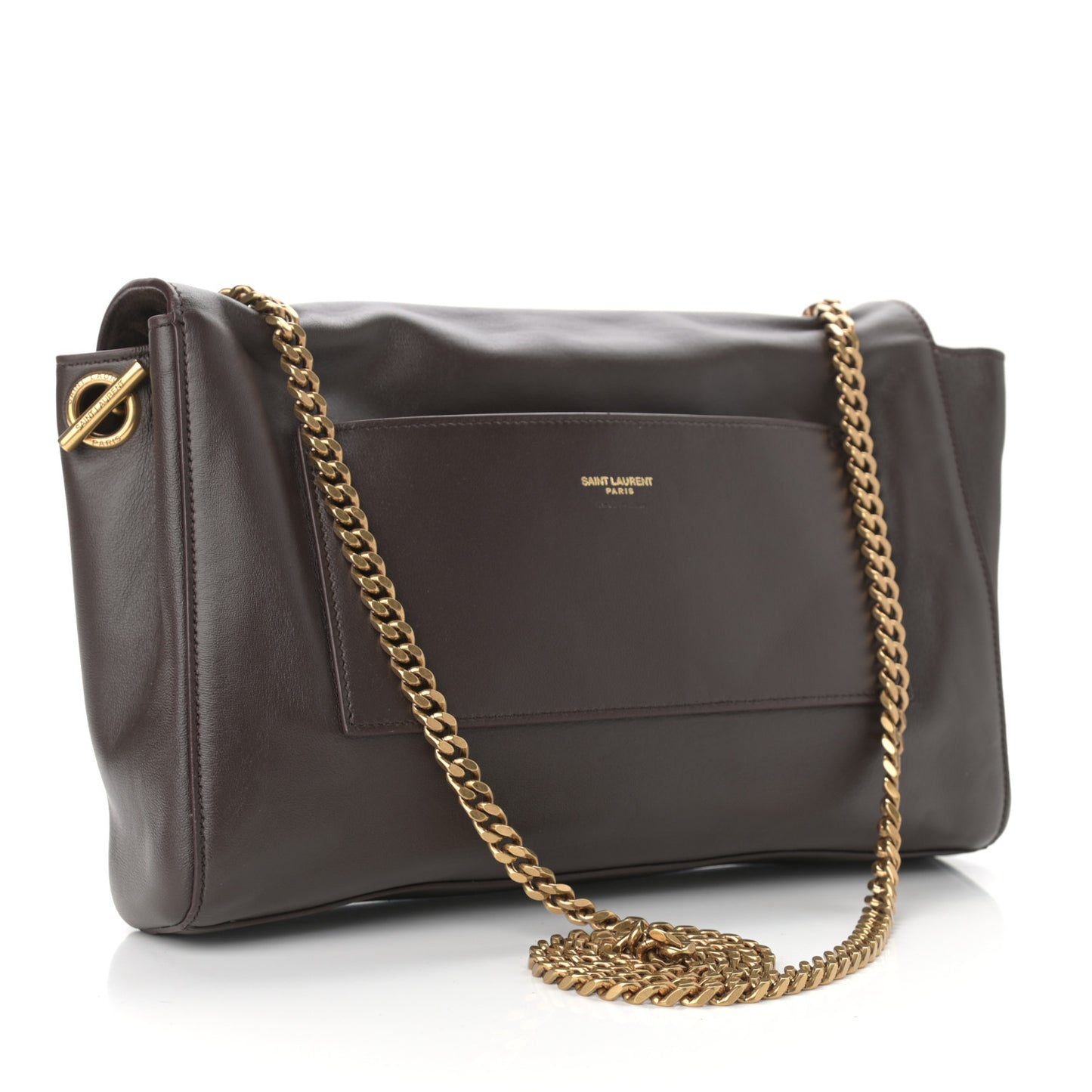 Smooth Calfskin Suede Medium Reversible Monogram Kate Satchel Military Brown