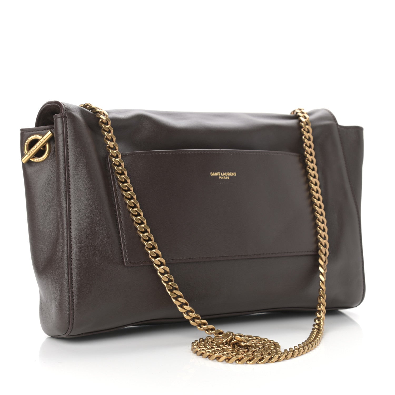 Saint Laurent Smooth Calfskin Suede Medium Reversible Monogram Kate Satchel Military Brown 3 of 15